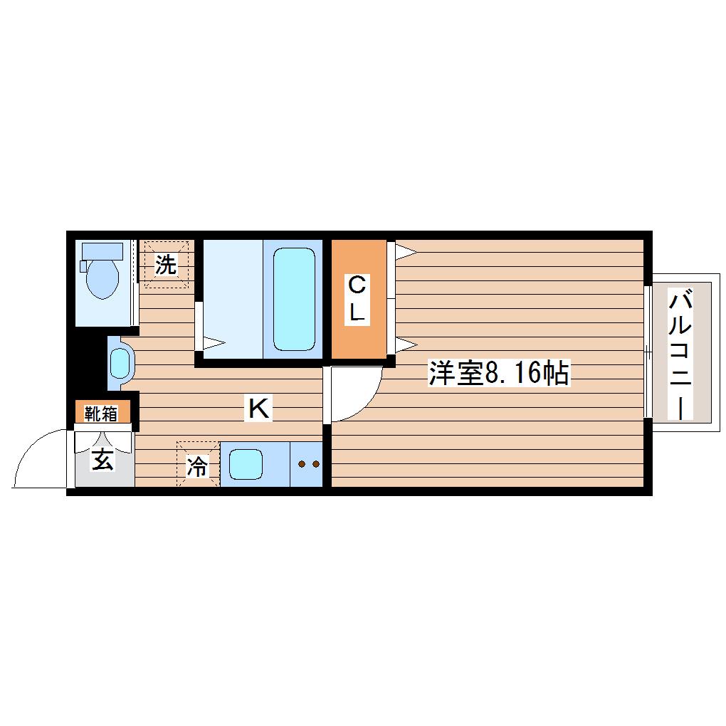 ポミエ中倉(1K/2階)の間取り写真