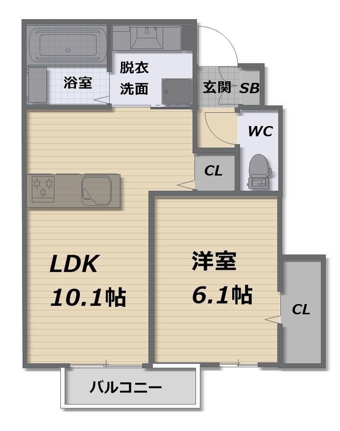 D-ROOMたかむら A棟(1LDK/1階)の間取り写真