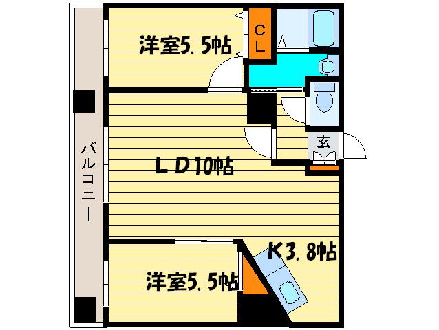 グランカーサ北3条(2LDK/10階)の間取り写真