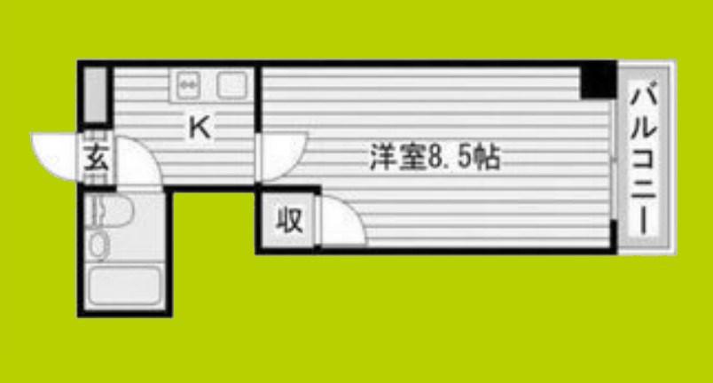 シティーアーク上町台(1K/8階)の間取り写真