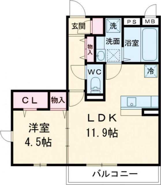 リュバン鳳(1LDK/3階)の間取り写真