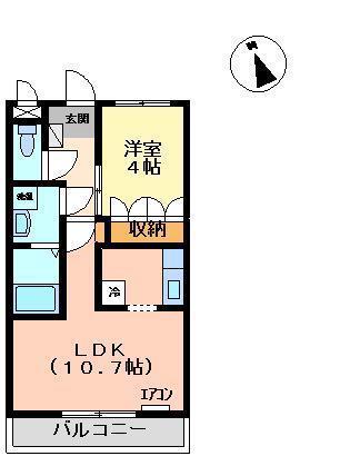 カサ・デ・ラパス(1LDK/2階)の間取り写真