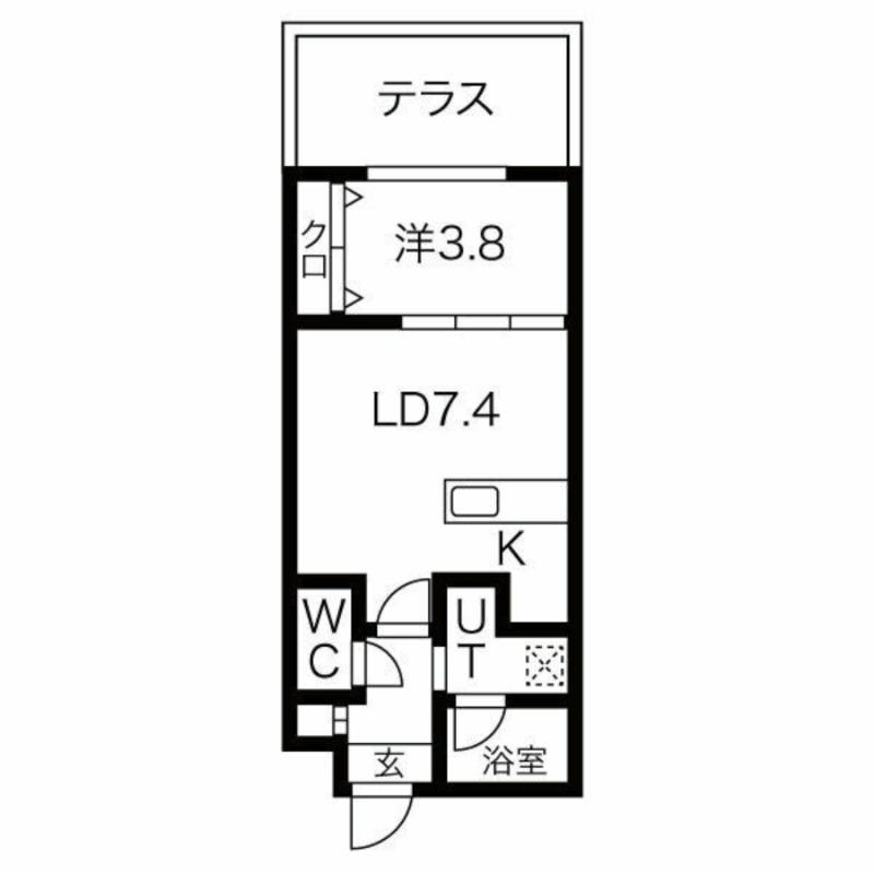 アルファスクエア福住2条(1LDK/1階)の間取り写真