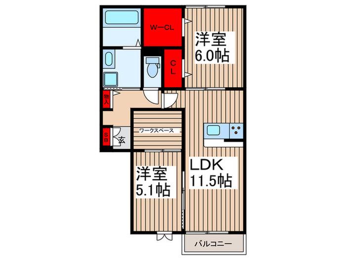 セオリー(2LDK/1階)の間取り写真