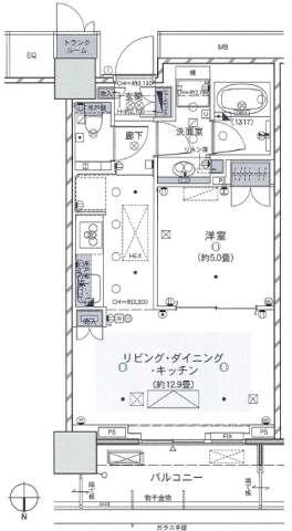 ザ・パークハウス晴海タワーズクロノレジデンス(1LDK/37階)の間取り写真