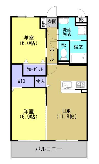 エイトパレス(2LDK/2階)の間取り写真
