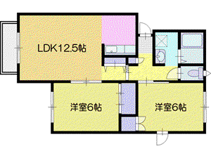 メイプルリーフ西町(2LDK/1階)の間取り写真