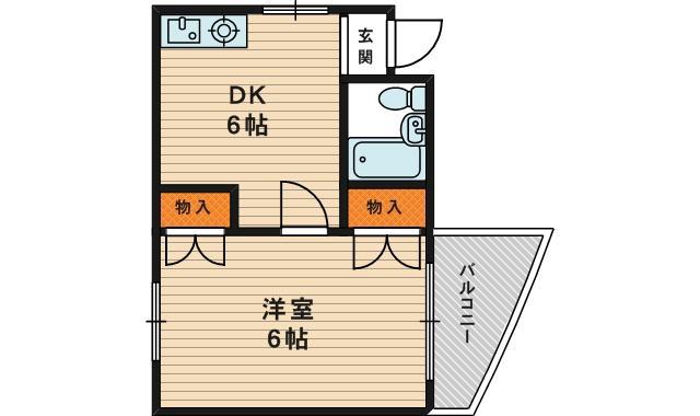 大安マンション(1DK/3階)の間取り写真