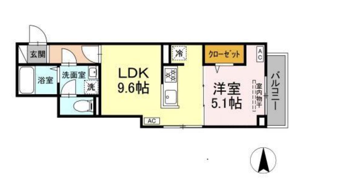 グラナーデ扇I(1LDK/3階)の間取り写真