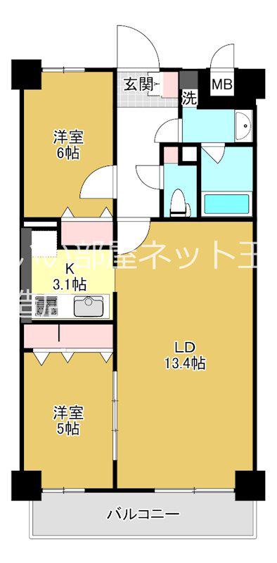 F TAMATSUKURI(2LDK/4階)の間取り写真