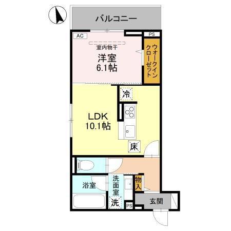 D-ROOM春日部大場(1LDK/1階)の間取り写真