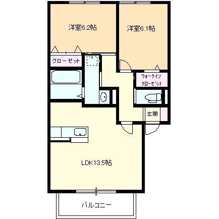 プリマヴェーラ A・B棟(2LDK/2階)の間取り写真
