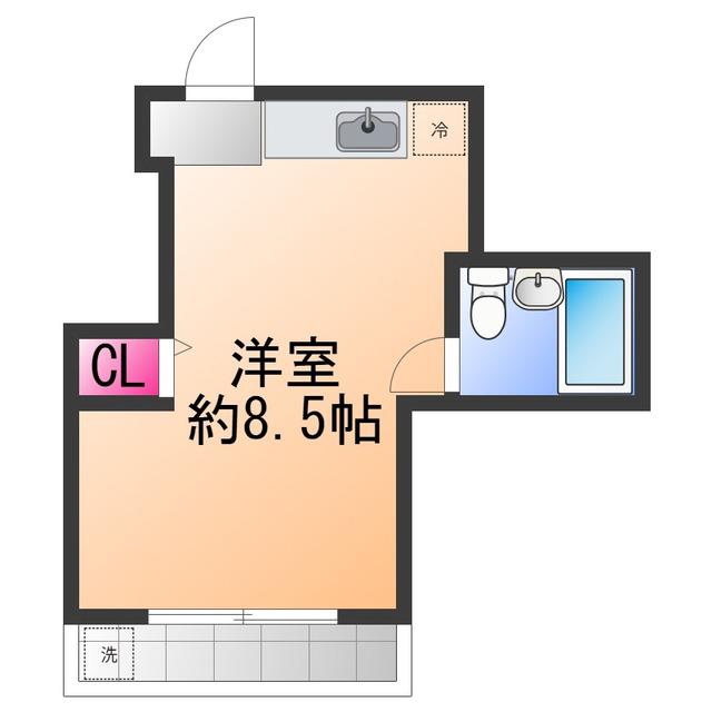 ロイヤルコート1番館(ワンルーム/2階)の間取り写真