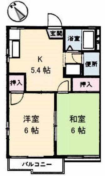 神田レジデンス(2K/1階)の間取り写真