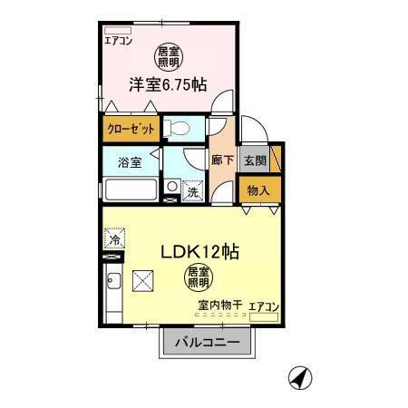 グランドゥールIVA(1LDK/1階)の間取り写真