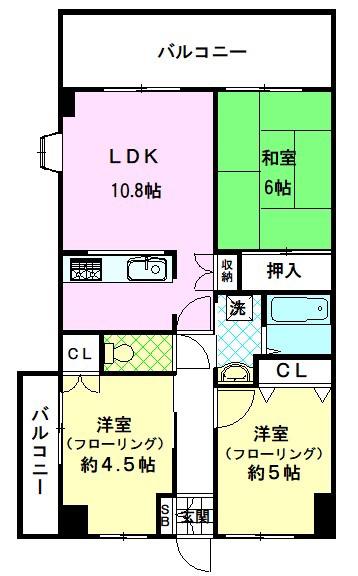 マルケン三園(3LDK/4階)の間取り写真