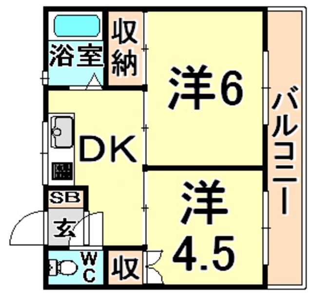 アースハイツI(2DK/3階)の間取り写真