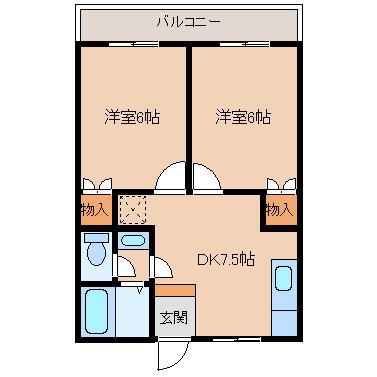 ハイムT&Y(2DK/2階)の間取り写真