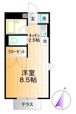 クレール習志野台(ワンルーム/1階)の間取り写真