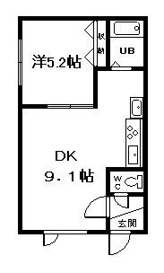 ツインクル西御料AB棟(1DK/1階)の間取り写真