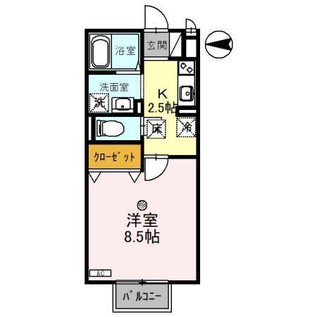 アルボルモニアII(1K/1階)の間取り写真
