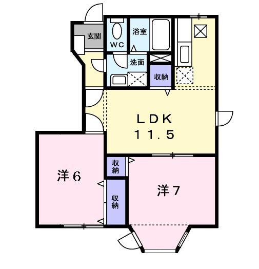 アヴェニールイグチII(2LDK/1階)の間取り写真