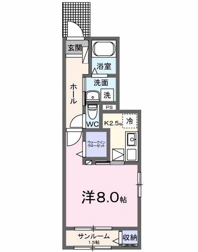 アヴニール(1K/1階)の間取り写真