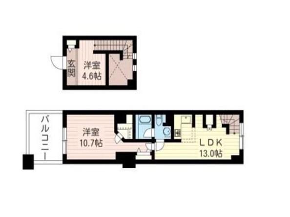 レジデンスシャルマン月島A棟(2LDK/3階)の間取り写真