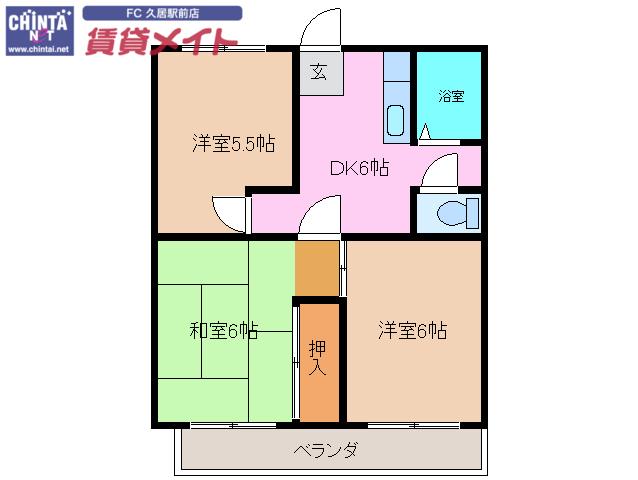 シティメイト柴田(3DK/2階)の間取り写真