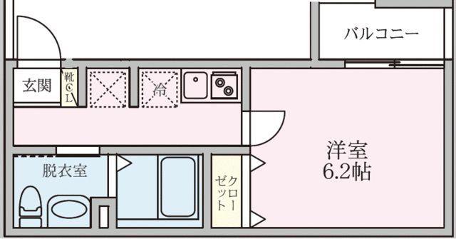 フルーヴテラス(1K/2階)の間取り写真