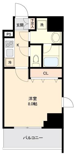 リテラス大島(1K/4階)の間取り写真