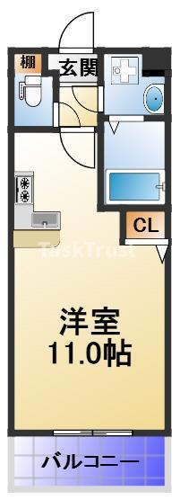 パーラム守口(ワンルーム/8階)の間取り写真