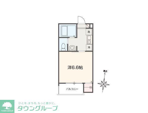 MELLAS淵野辺V(1K/1階)の間取り写真