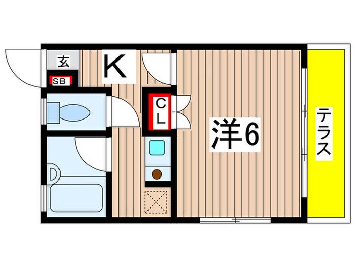 ベルハイツA棟(1K/1階)の間取り写真