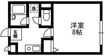 ヴィラオクターブ(1K/2階)の間取り写真