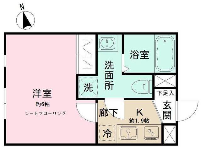 ノルディア奥沢(1K/1階)の間取り写真