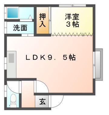 ドミールU(1LDK/2階)の間取り写真