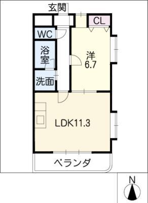 プランドール(1LDK/3階)の間取り写真