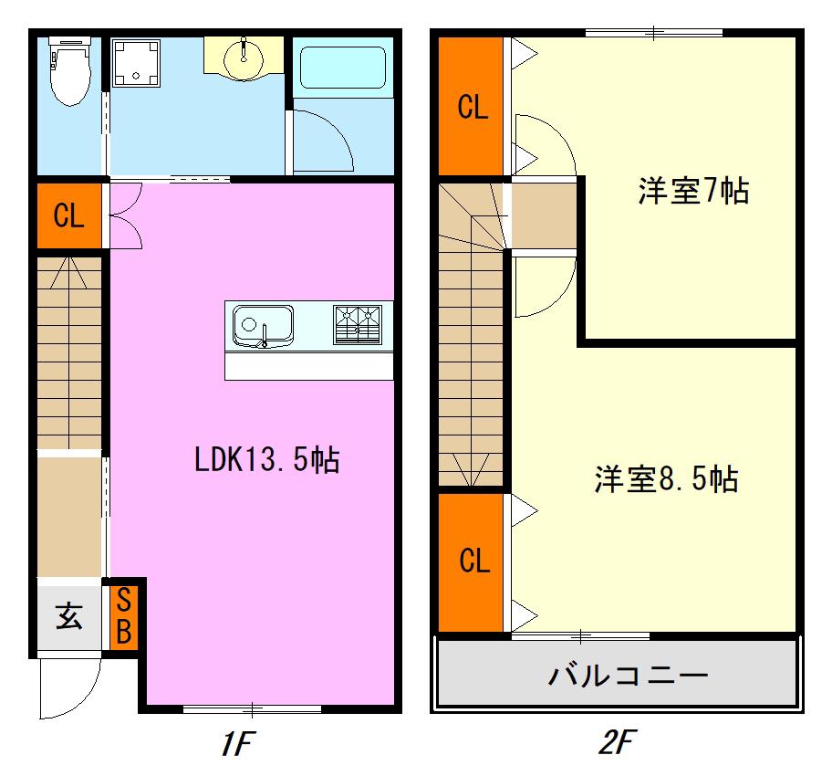 レイクサイド植木(2LDK/1階)の間取り写真