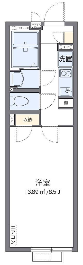クレイノあかつき(1K/2階)の間取り写真