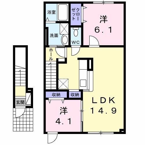プリュスレテメゾン(2LDK/2階)の間取り写真