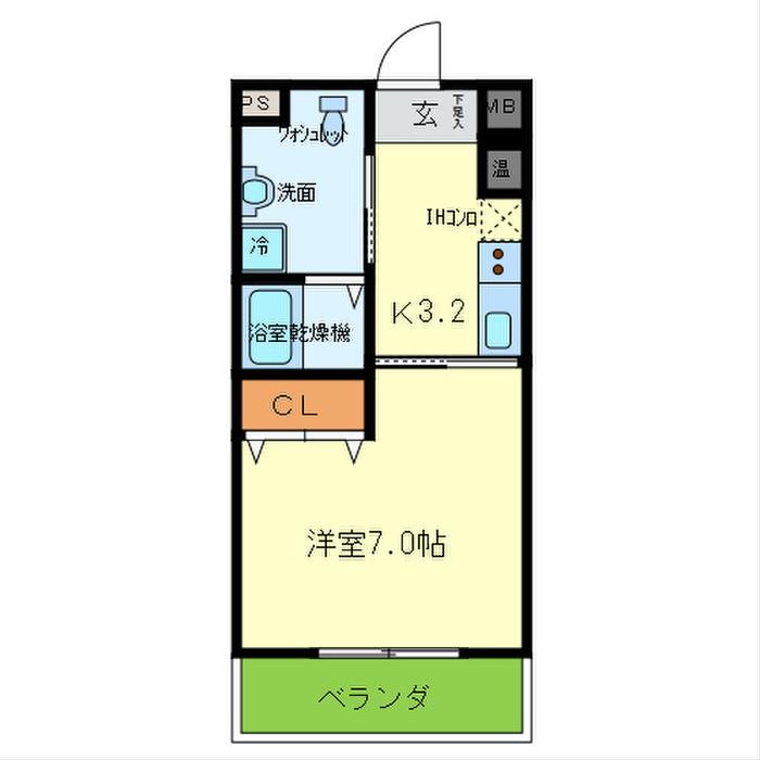 ヴァレーゼ(1K/2階)の間取り写真