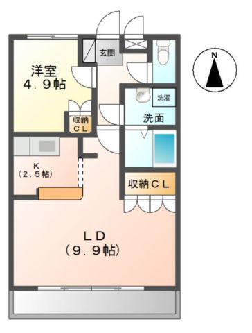 BRILLIANT JADE(1LDK/2階)の間取り写真