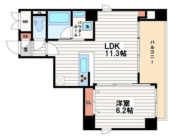 RELIEF真法院(1LDK/8階)の間取り写真