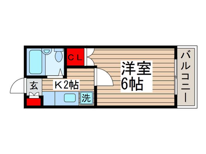京成本線 京成大久保駅 徒歩15分 3階建 築41年(1K/3階)の間取り写真