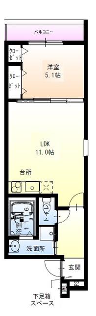 フジパレス湊駅北サウス(1LDK/1階)の間取り写真