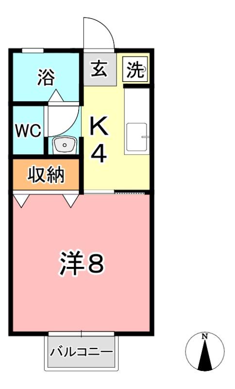 セゾン和気 A(1K/1階)の間取り写真