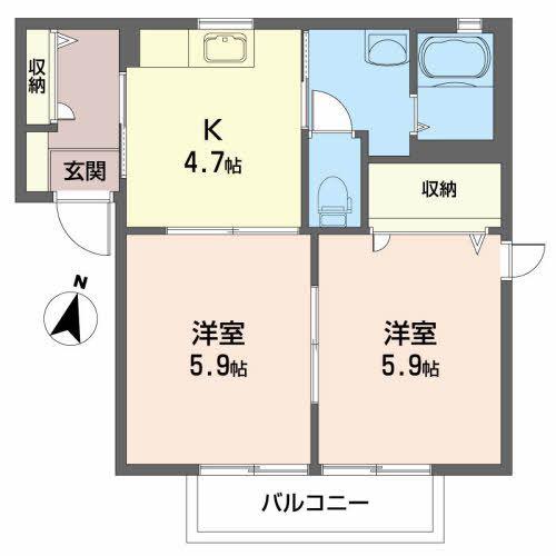 パストラルA(2K/2階)の間取り写真
