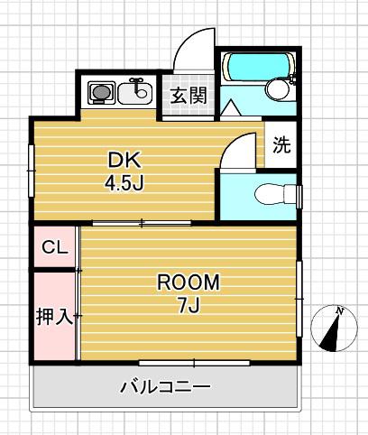 シマダハイム(1DK/3階)の間取り写真