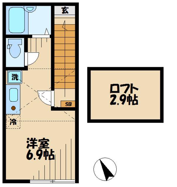 アトレイユ生田(1K/2階)の間取り写真